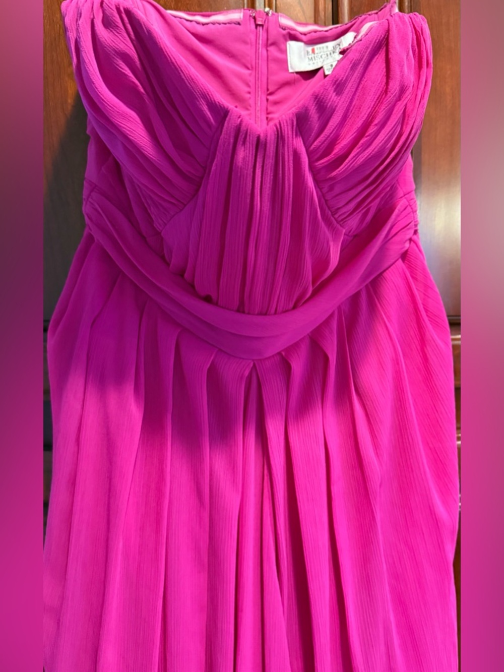 Badgley Mischka Strapless Gown in Fuchsia Pink